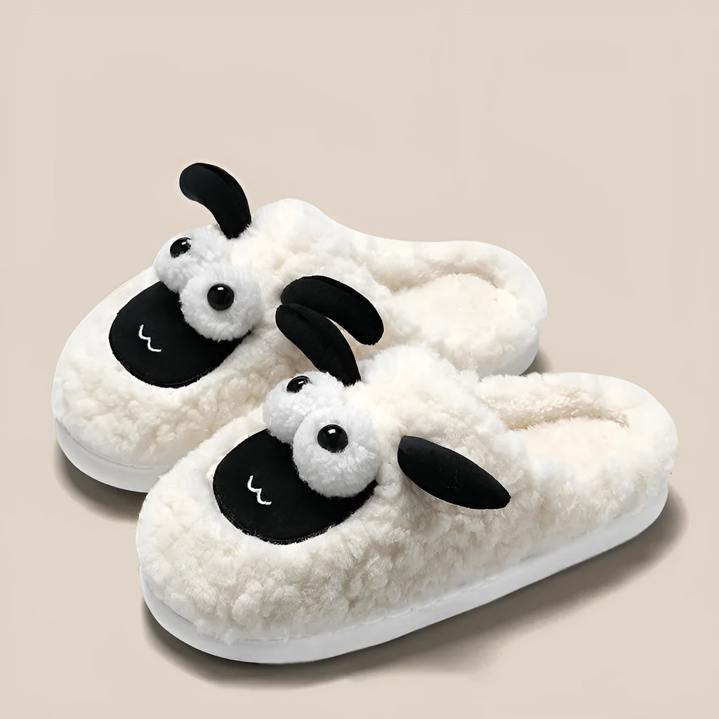 Slip-on thermal cotton slippers with suede upper and PVC sole in brown colour