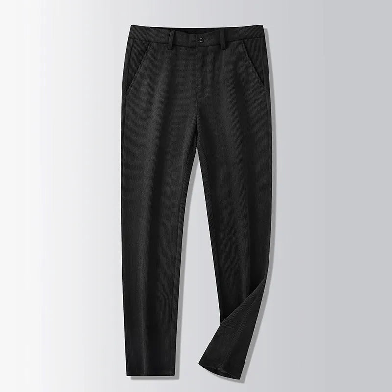British retro striped trousers for men in straight leg style with chemical fibre blend fabric