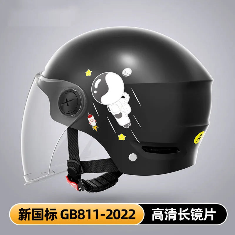 ABS summer half helmet for electric motorcycles in khaki colour with sun protection glasses