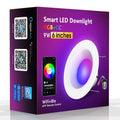 Smart WiFi Bluetooth RGBW colour changing ceiling lamp with E26 cap and aluminium housing.