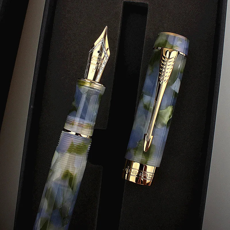 Deep bath green metal pen showing 0.5mm, 0.7mm, and 1.0mm tip size options