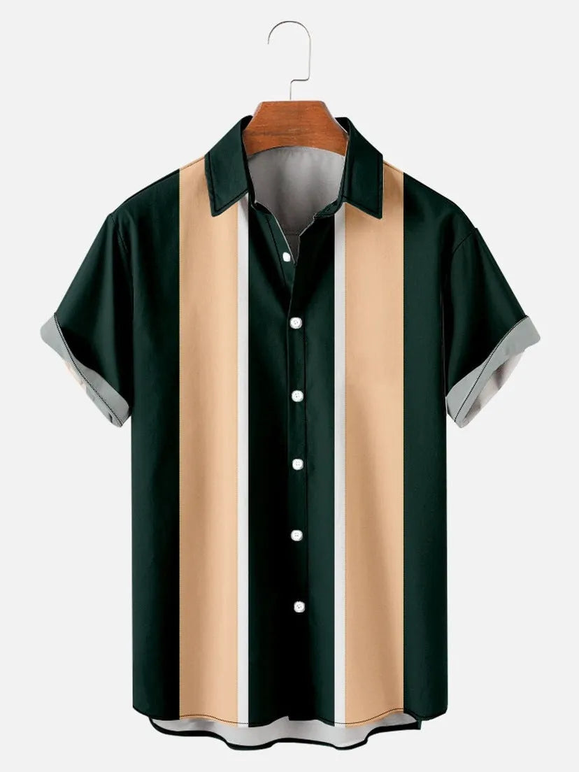 Men's slim fit short sleeve shirt with colourful 3D floral digital print on polyester fabric.