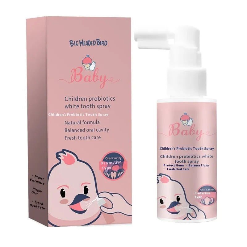 Children's probiotic teeth cleaning spray bottle with oral applicator, 40ml net content