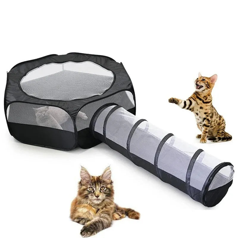 Foldable 30cm cat tunnel and tent in 190T polyester with two-way zipper