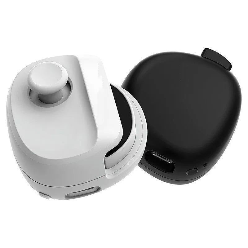 Black USB game stick controller with 8.8cm compact square design on gaming desk