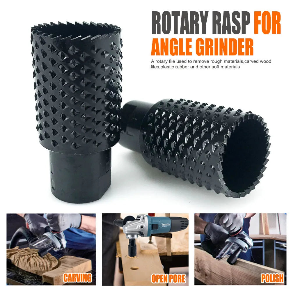 Angle grinder grinding head with spherical design for woodworking applications