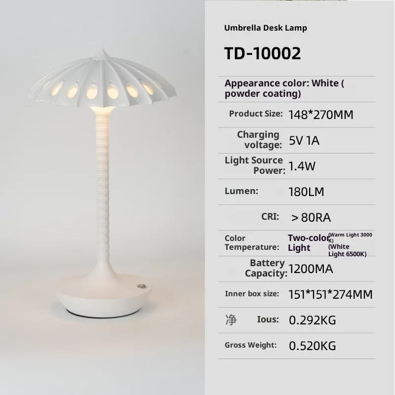 Cartoon geometric touch bedside table lamp with warm 3000K light in black or white