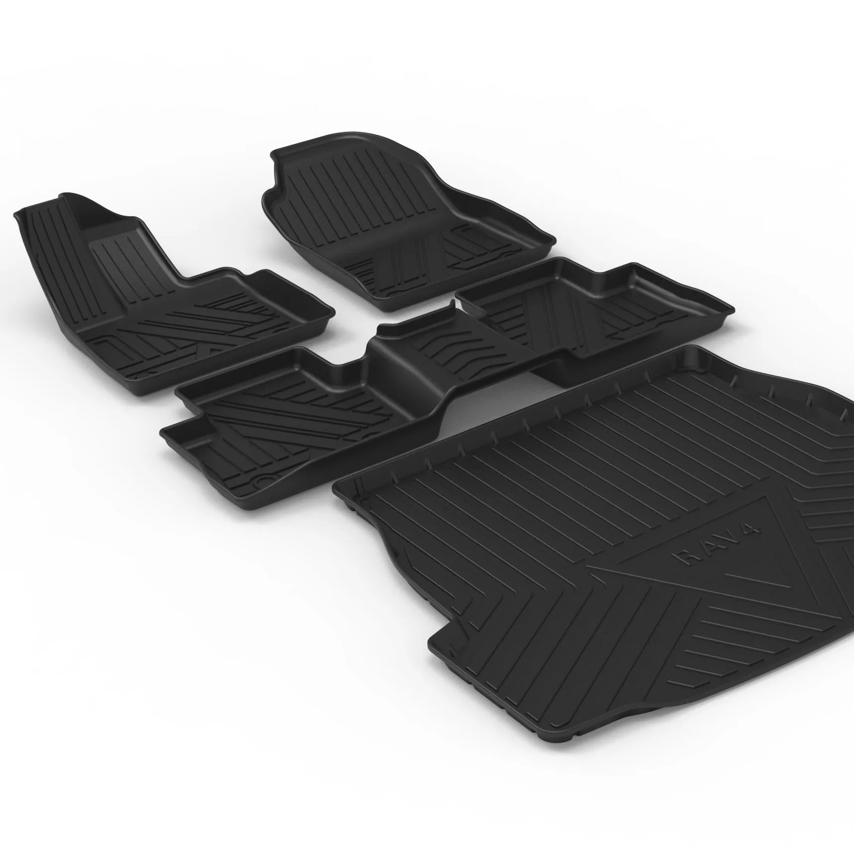 Black TPE car boot protection pad with carbon fibre pattern texture