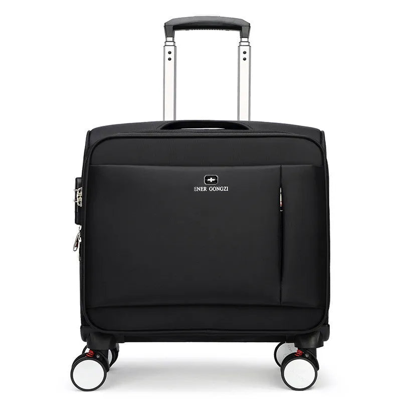 Black 18 inch Oxford cloth business suitcase with retractable handle and universal wheels