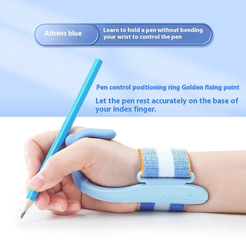 Blue and pink anti-hook pen holder corrector for writing posture training