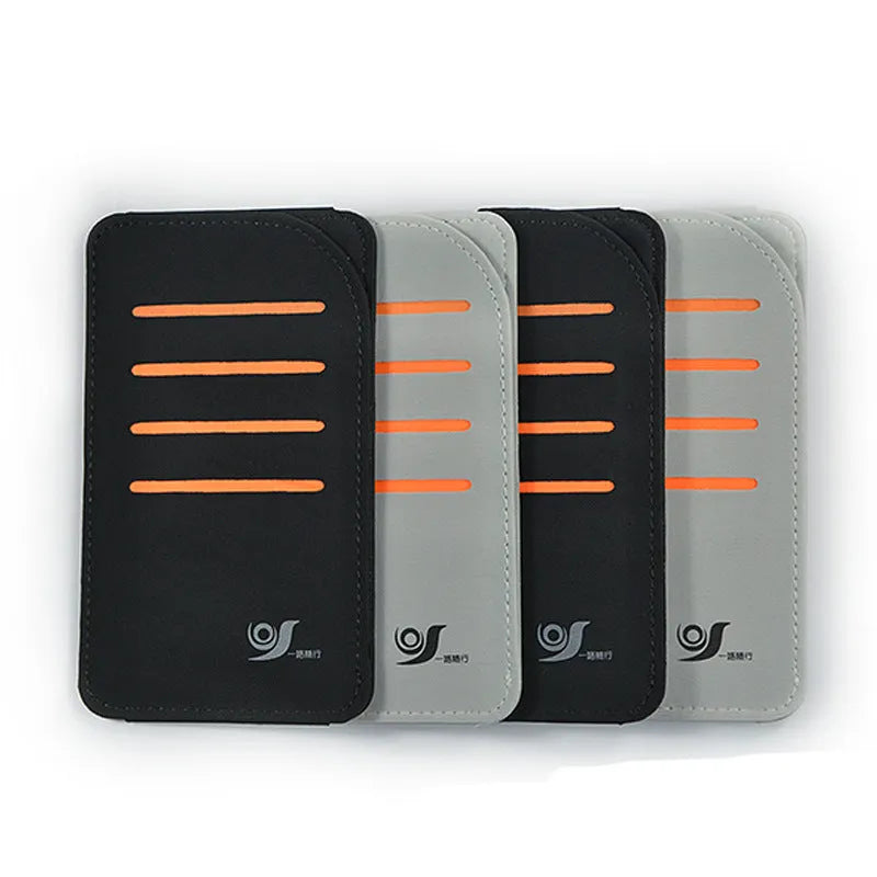Car sun visor card holder storage bag in grey and black colours attached to vehicle interior