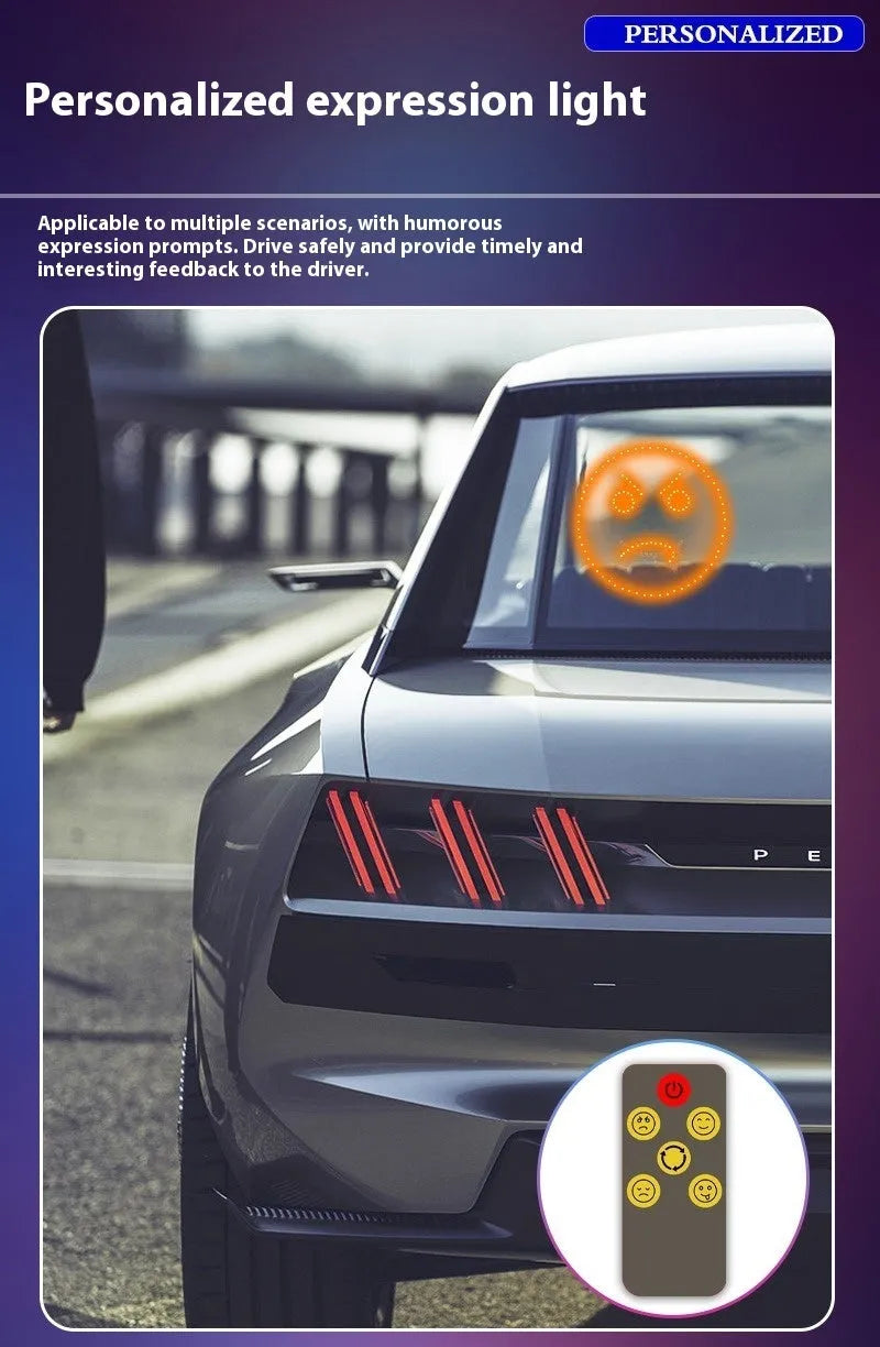 Car LED indicator light for rear window, gesture-controlled smile lamp with PVC body and 5V power