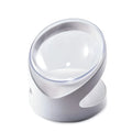 White elevated cat food bowl with ergonomic anti-vomit tilt design