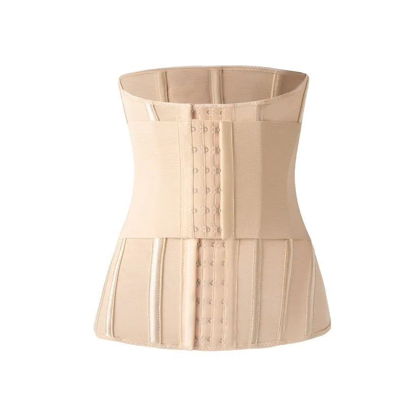 Nylon belly band waist training belt in black or apricot colour with belt tie design