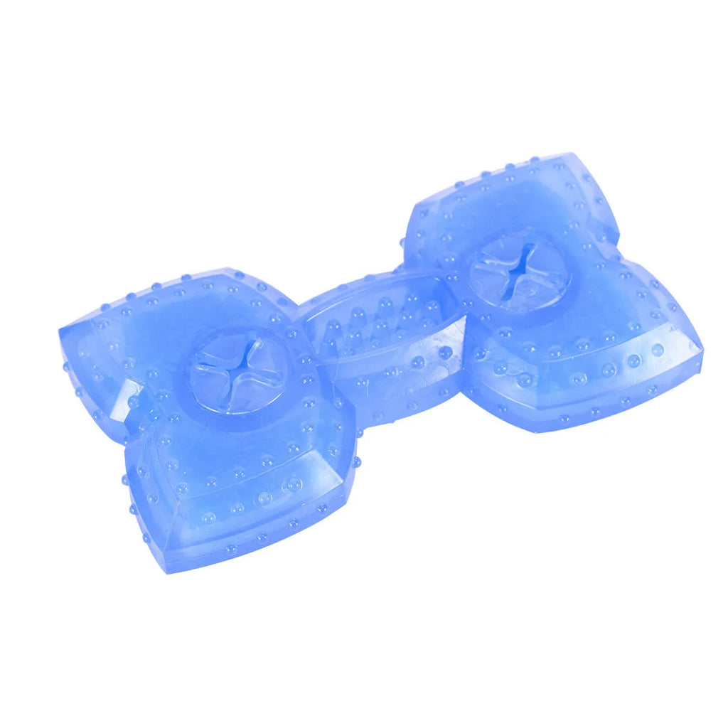 Freezable pet teether cooling chew toy for dogs in bones and circles shapes