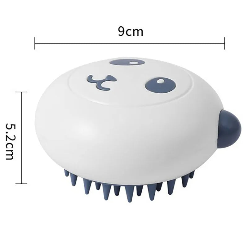 Panda shaped silicone pet shower brush with soft bristles for cats and dogs