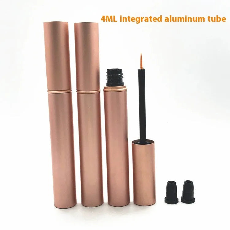 4ml Metal Aluminium Tube Eyeliner Bottle with Rose Gold Paint - 118mm x 15mm Aluminium Powder Gold Eyeliner, Eyelash, Lip Brush Bottle with Black Inner Plug for Cosmetic Use