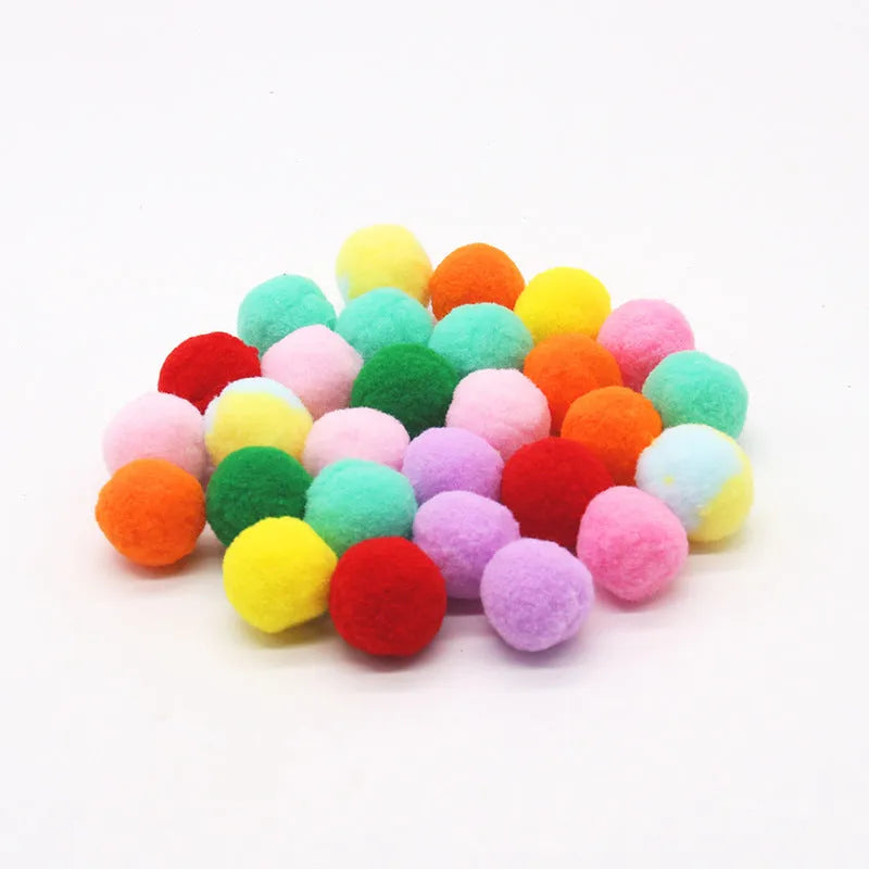 Plush pet toy ball launcher gun set with soft 3cm yarn balls for interactive indoor play