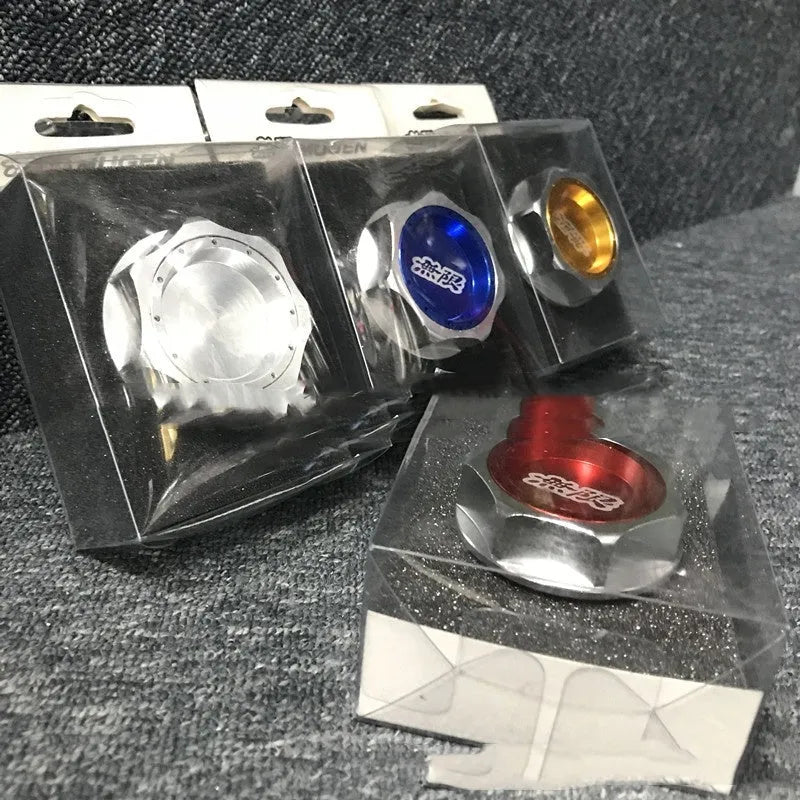 Aluminum alloy oil filter cap for Honda vehicles in multiple colour options