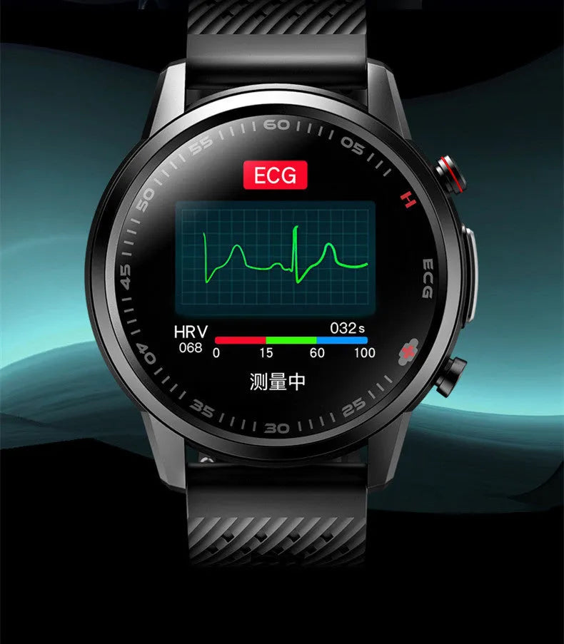 F800 ECG blood pressure sports smart watch, 1.3 inch 360x360 screen, TPU wristband, black or silver grey