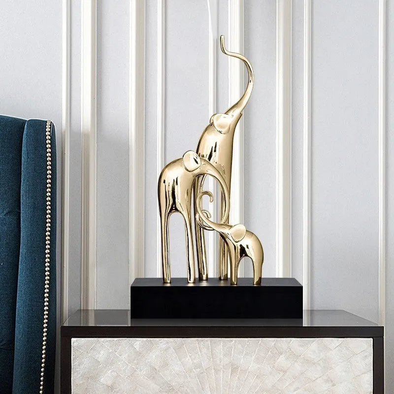 European style elephant decorative craft figurine in resin with gold, silver, or painted finish options