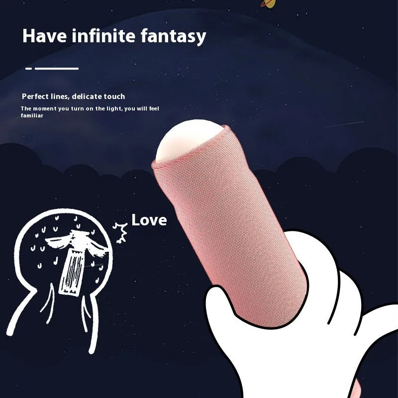 Creative handheld night light with fabric covering on base, emitting warm light