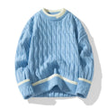 Men's loose fit two-piece modal sweater set in light blue for autumn winter