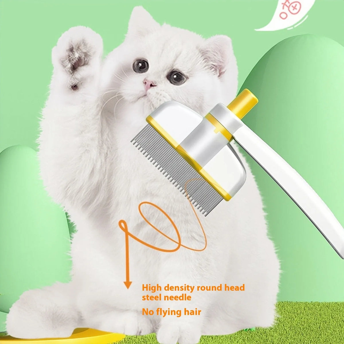 Plastic pet grooming comb with soft teeth for cats and dogs, available in multiple colours and sizes.
