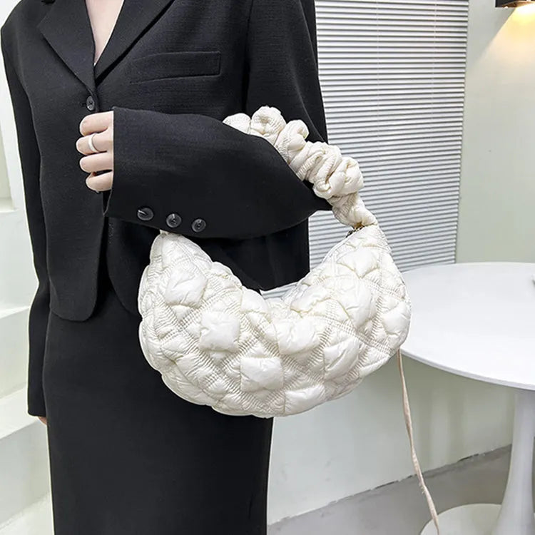 Women's nylon shoulder messenger bag in solid colour with adjustable strap showing dimensions 35cm wide by 20cm high