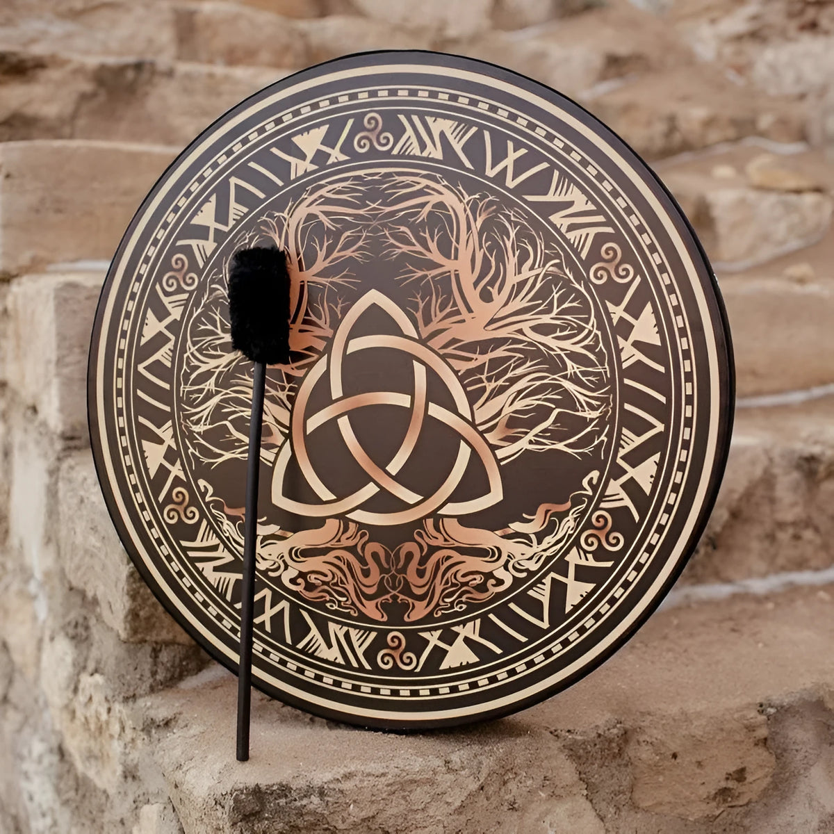 Handmade maple Celtic drum ornament wooden craft piece for atmosphere decoration and gifts