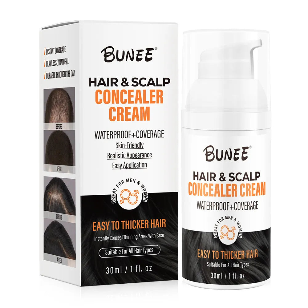 30 ml scalp concealer pomade container with applicator for thinning hair coverage.
