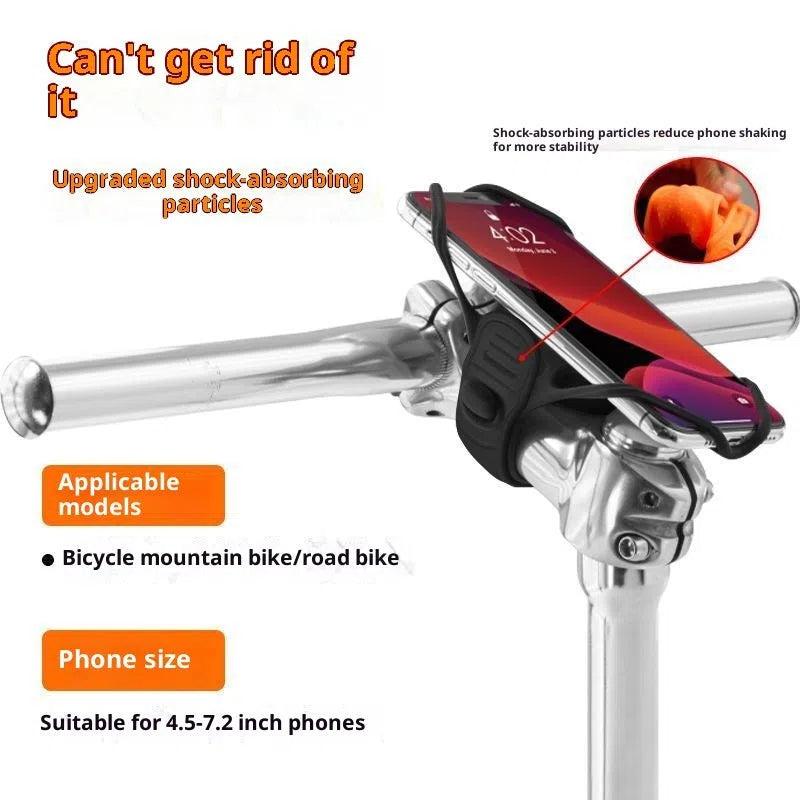 Adjustable road bike phone mount in black, orange, or grey plastic, universal handlebar bracket, single pack