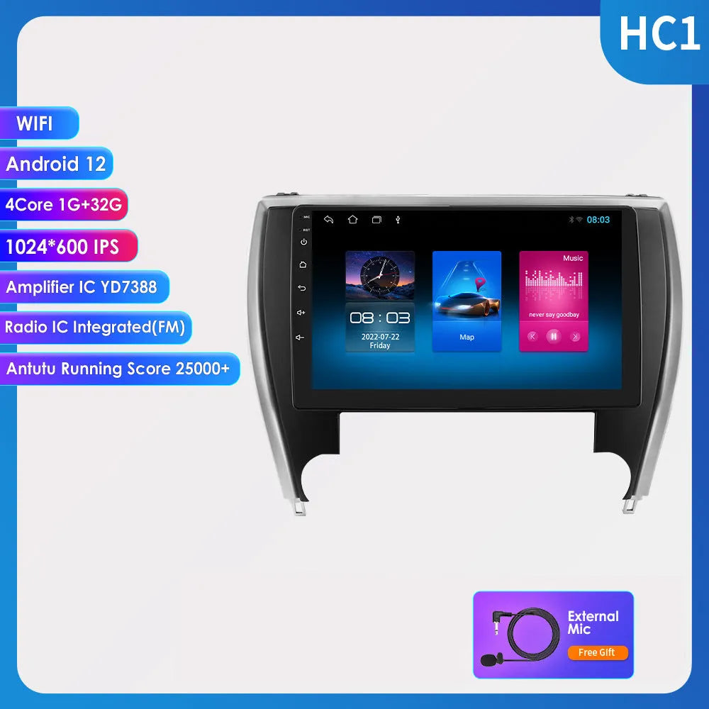 10-inch car navigation and MP5 all-in-one unit for Toyota Camry 2015 dashboard.