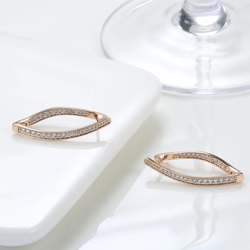 A pair of geometric drop earrings for women made from copper with zircon detail, in colour H0493.