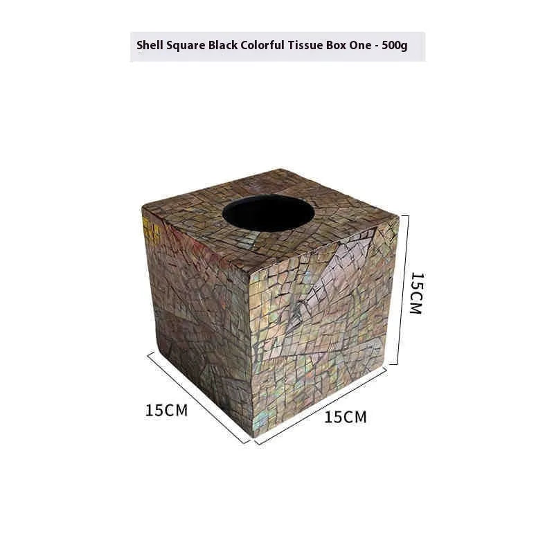 Black natural shell storage box with removable divider, shown in rectangular and square shape options.
