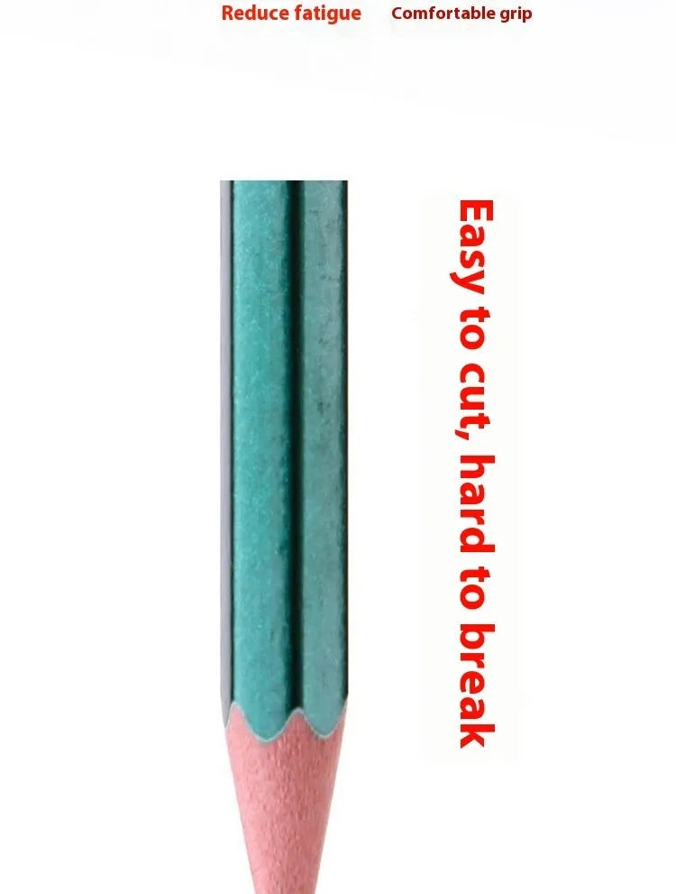 Box of 10 green hexagonal wooden pencils with HB and 2B graphite grades