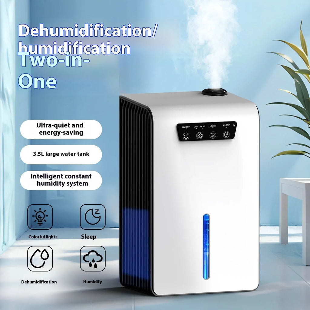 Milky white portable household dehumidifier for 10-20 square metre rooms with 2.6-4.0 litre water reservoir