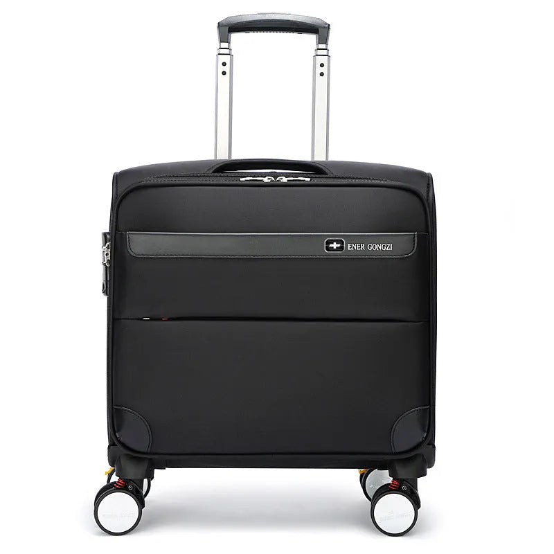 Black 18 inch Oxford cloth business suitcase with retractable handle and universal wheels
