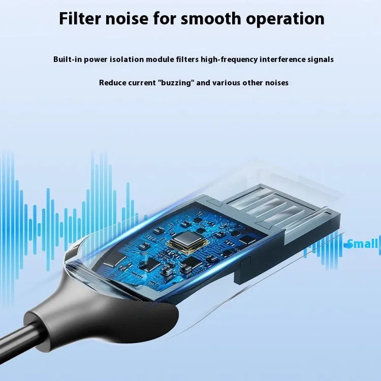 USB car Bluetooth audio receiver with zinc alloy USB connector and copper 3.5mm jack on flexible cable