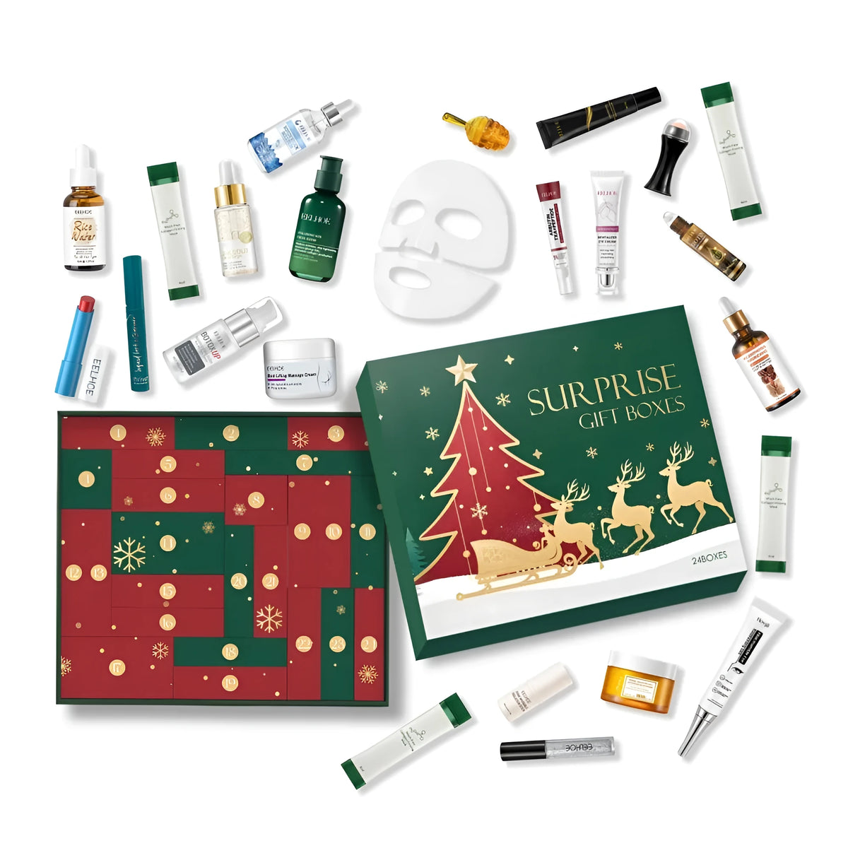 Christmas beauty countdown blind box with one large box containing 24 small beauty blind boxes