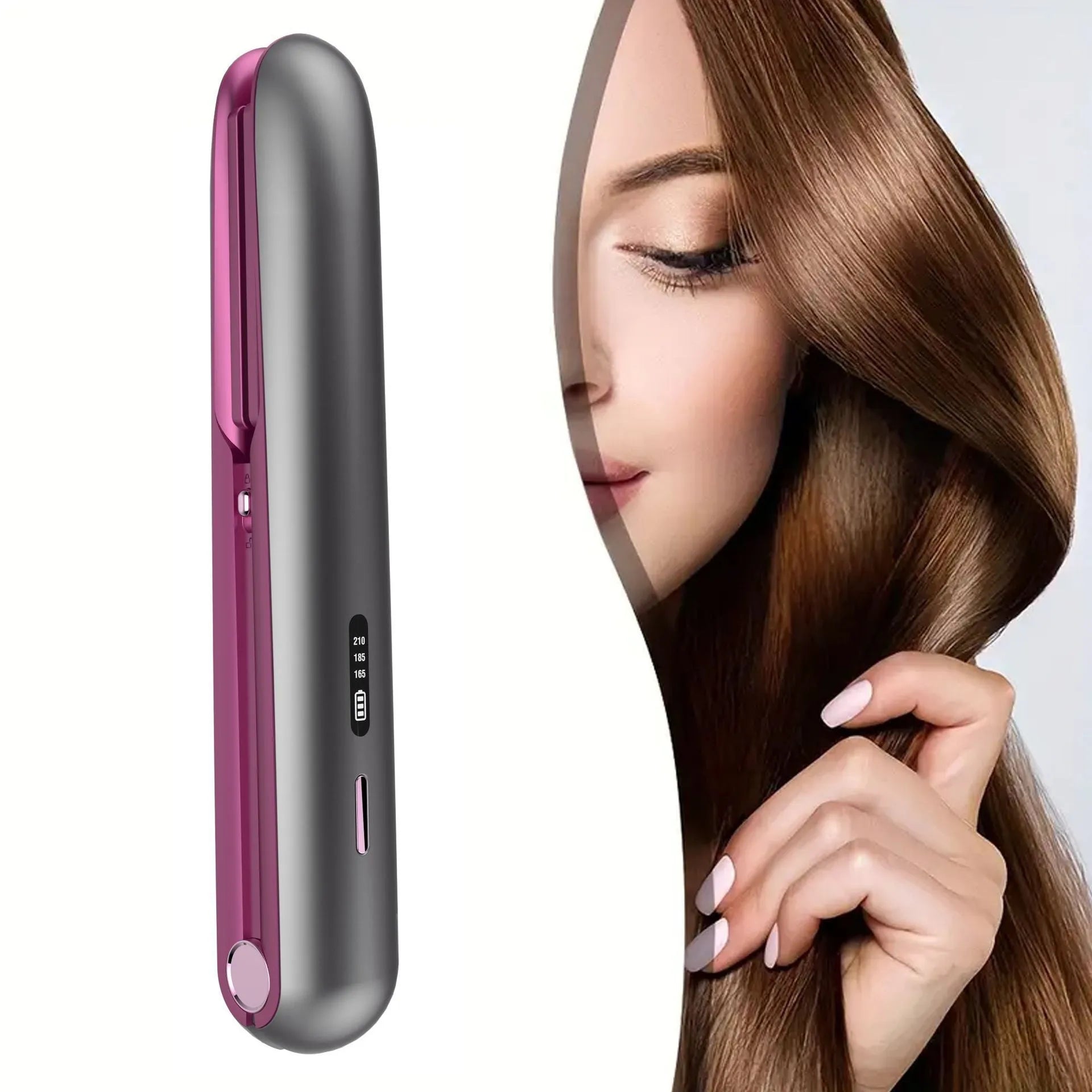 Moon shadow grey wireless hair straightener with temperature control dial