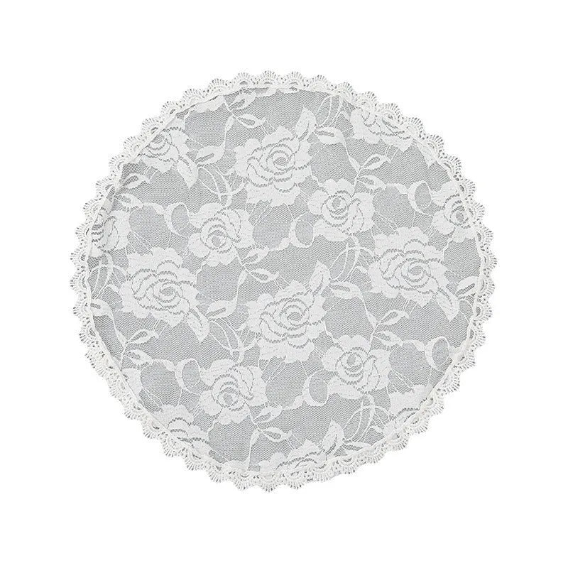Round floral bridal head covering accessory with 30cm diameter in black or white polyester