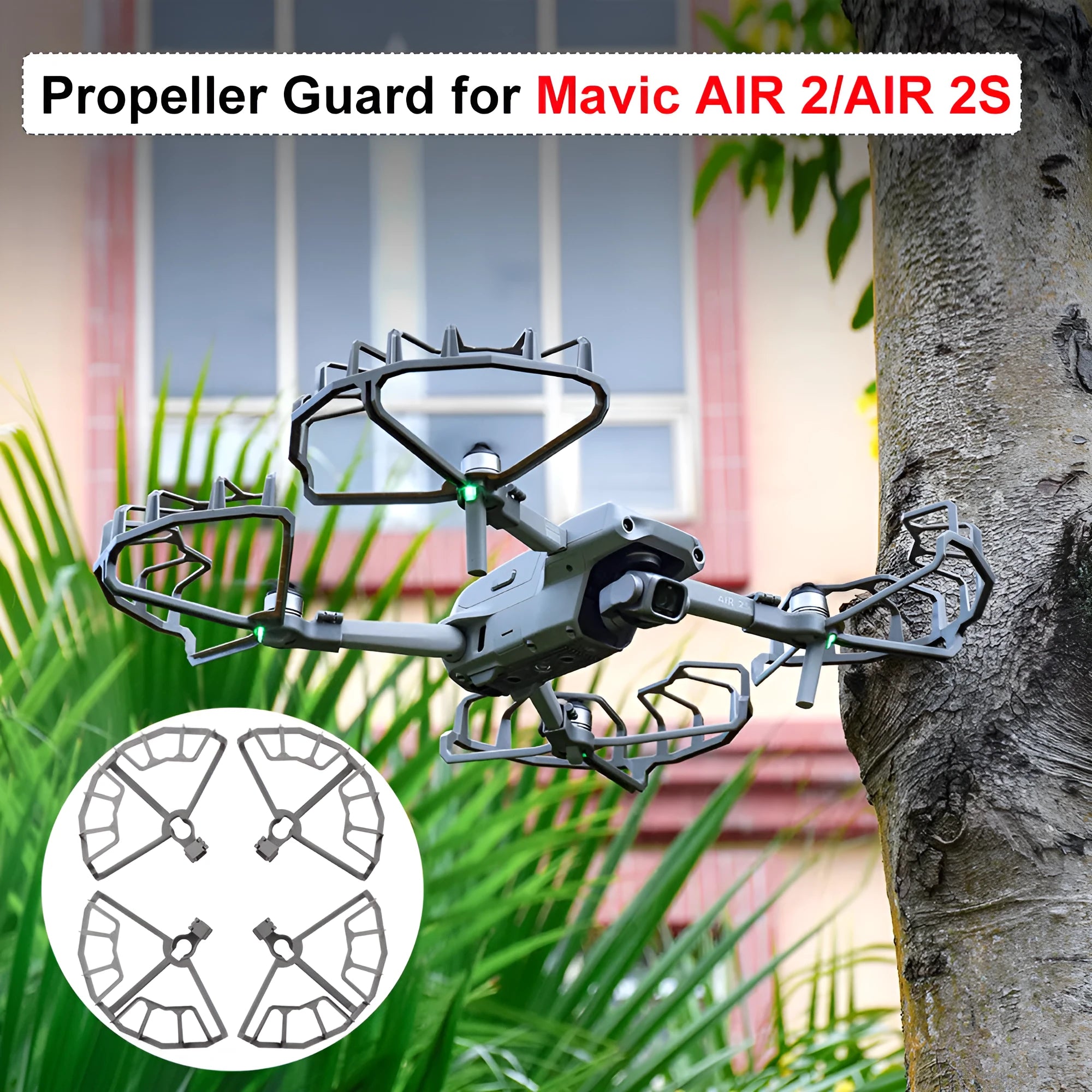 Grey ABS propeller anti-collision protection ring for DJI Mini 2 and DJI Air 2S drones.