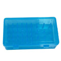 42 compartment transparent plastic storage box for embroidery threads and sewing kit organisation.