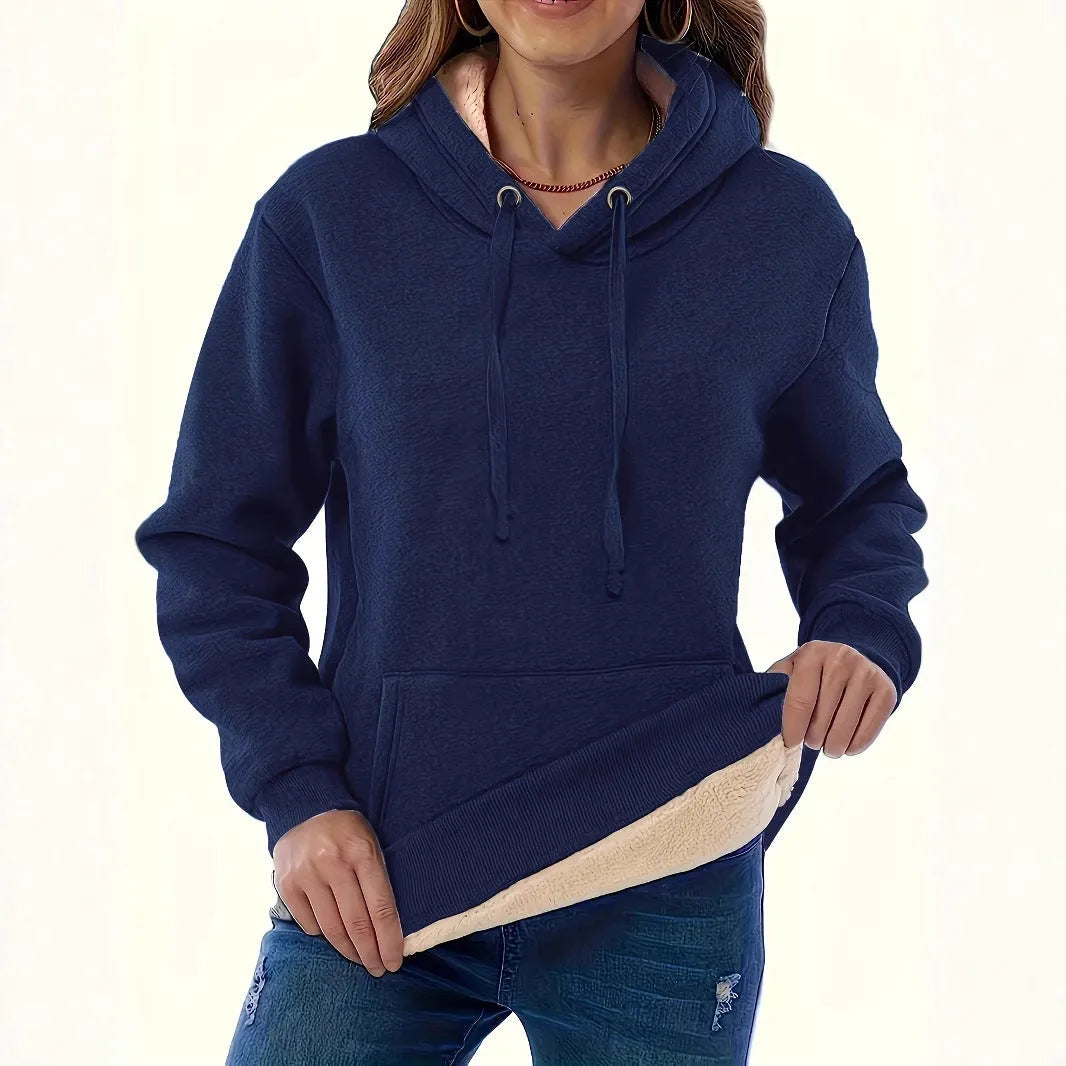 Women's thick polyester hooded sweater in wine red with 3D pattern and loose fit