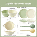 Solid colour modern ceramic tableware set with seven pieces in a gift box.