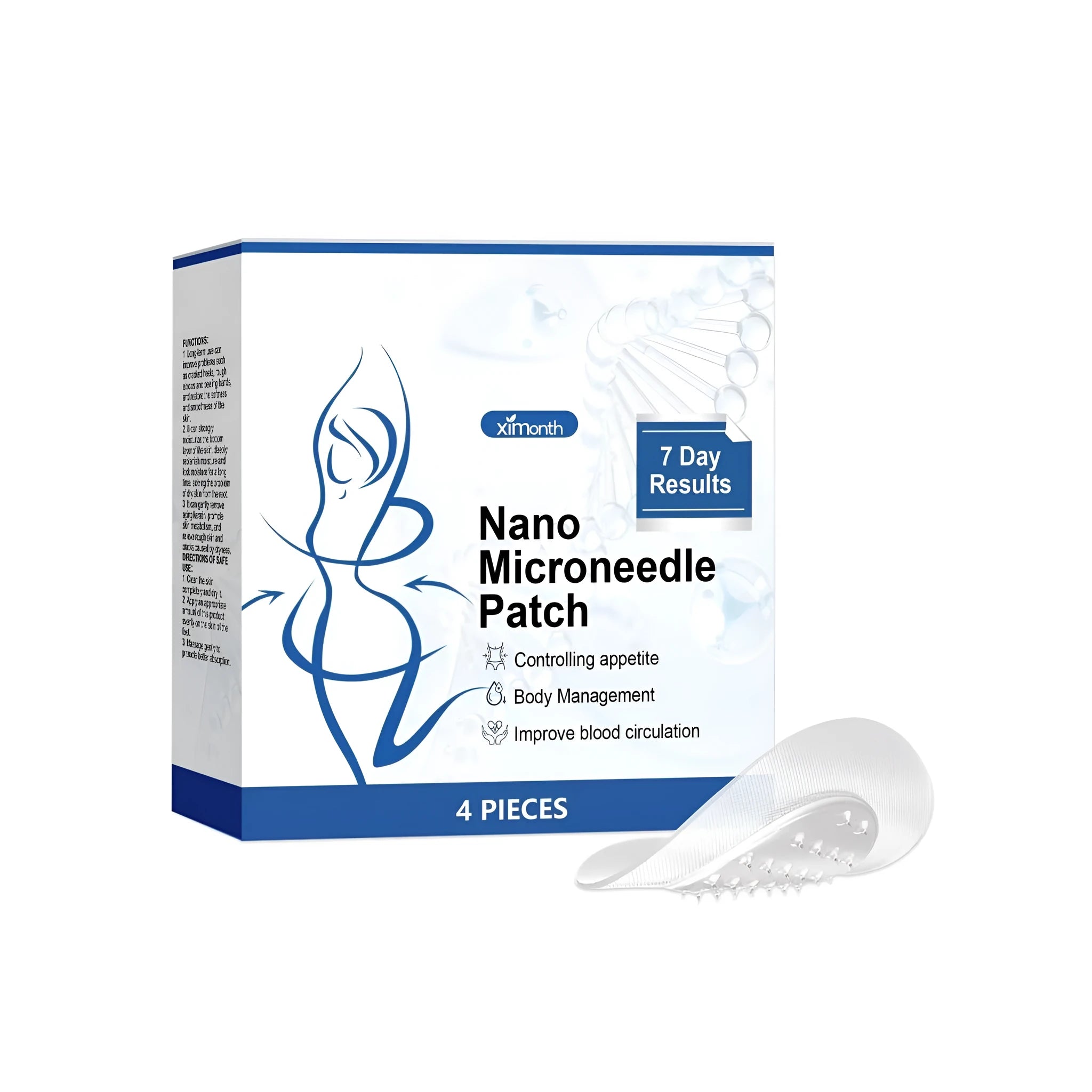 Four nano microneedle body shaping patches with cinnamon oil and ginger ingredients