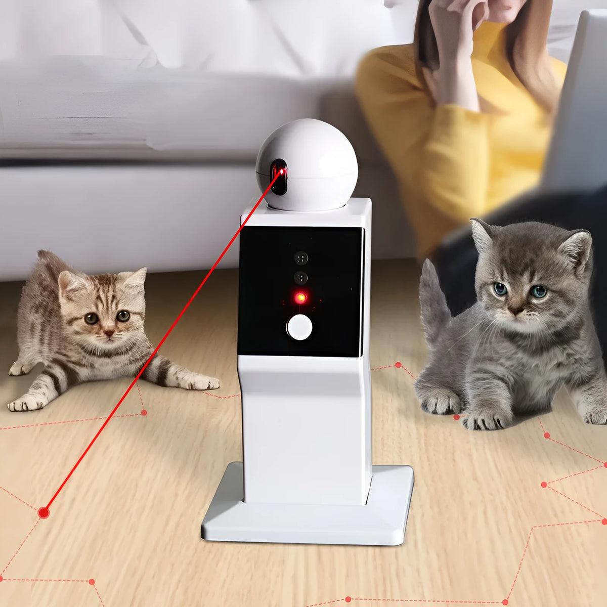 ABS interactive cat toy robot with 800mA battery, 300 hour life, and 6-8 hour use time
