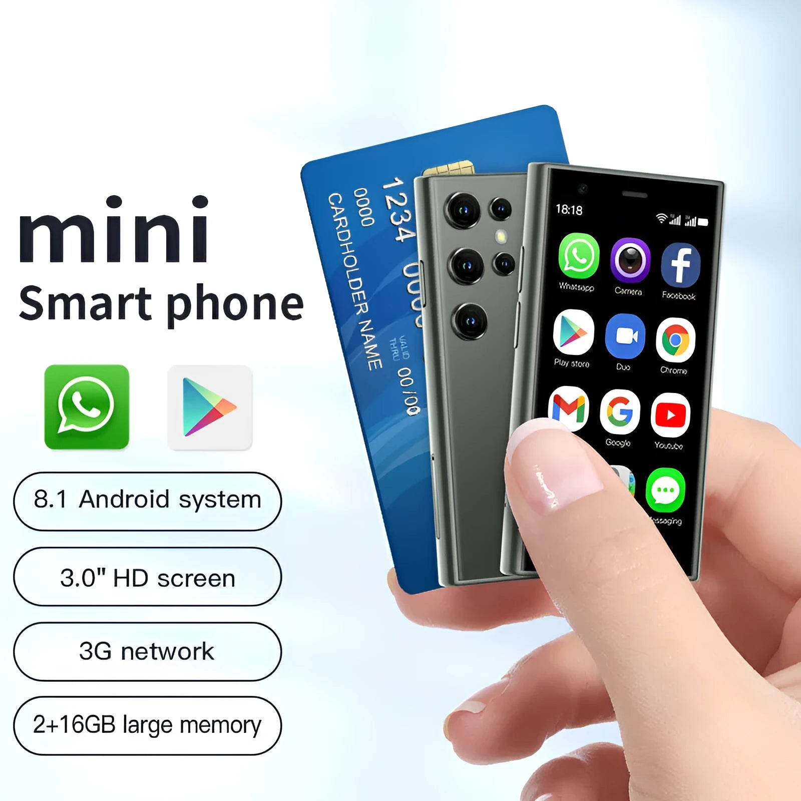 S23PRO XS15 mini smartphone in black, green and pink purple colours with straight plate design