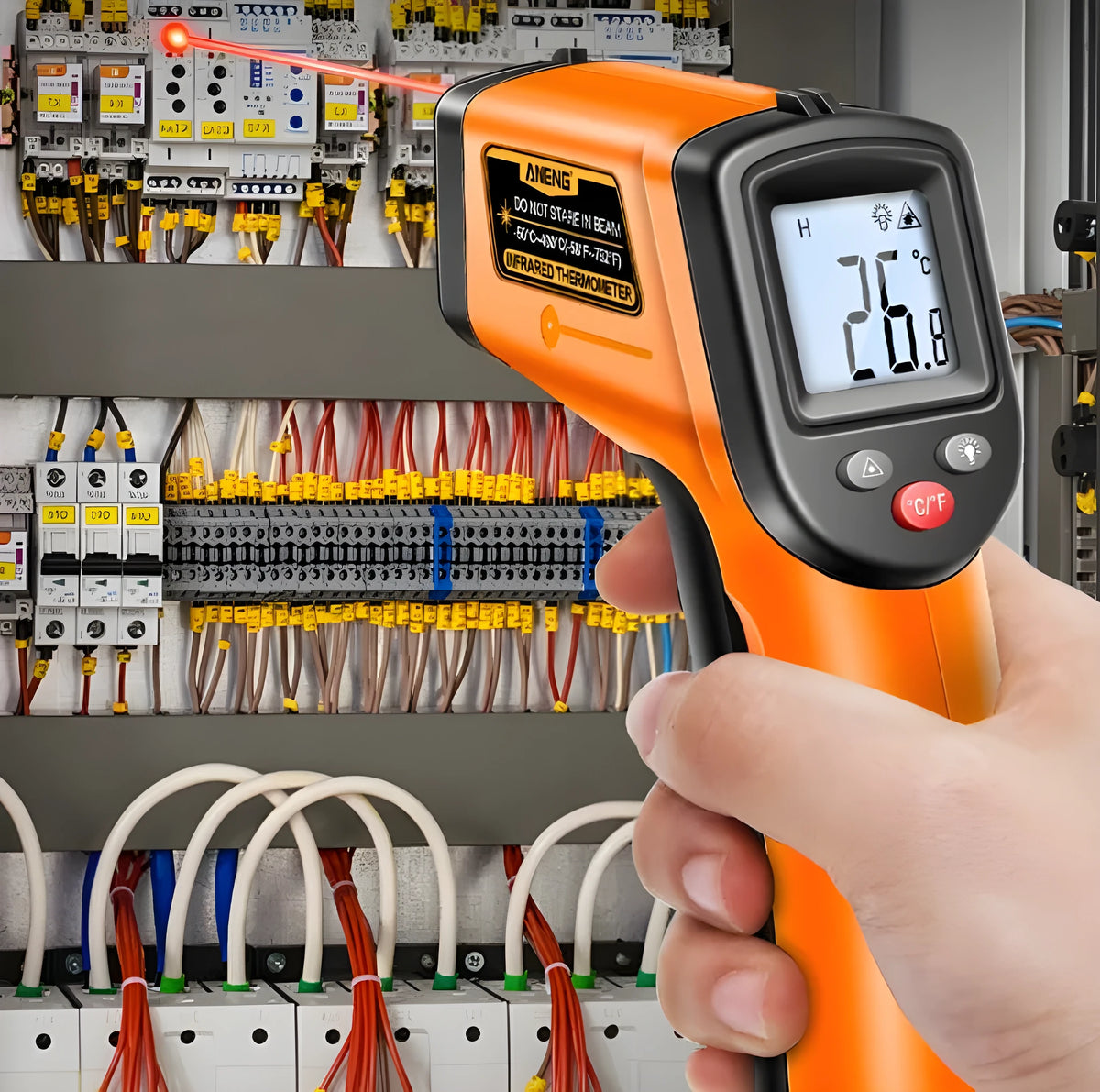 Infrared thermometer high precision industrial LCD display black colour